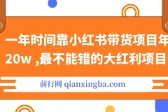 【精】小红书带货项目课程：年入20w+的大红利项目