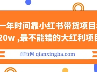 【精】小红书带货项目课程：年入20w+的大红利项目