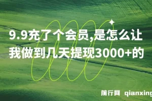 9.9元充会员实现几天提现3000+的项目揭秘