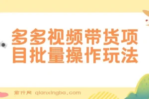 多多视频带货项目批量操作玩法：复制搬运，单月收益可达上万