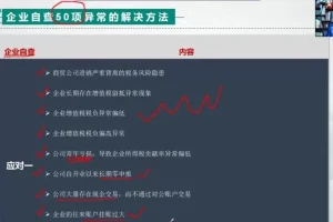 金税系统50个税务预警指标解析与风险防范