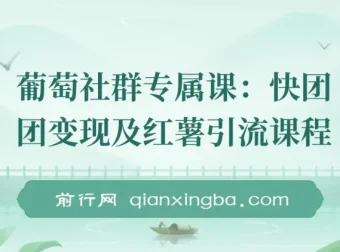 【精】快团团变现与小红书引流课程：解决流量、变现、帮卖难题，实现月入3万+