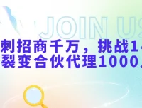 冲刺招商千万：挑战1小时裂变合伙代理1000人
