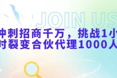 冲刺招商千万：挑战1小时裂变合伙代理1000人