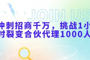 冲刺招商千万：挑战1小时裂变合伙代理1000人