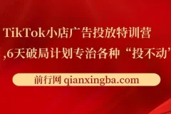 TikTok小店广告投放特训营：6天破局计划，月销百万实战干货
