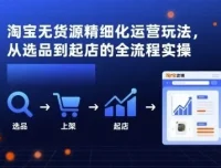 淘宝无货源精细化运营玩法：从选品到起店全流程实操课程