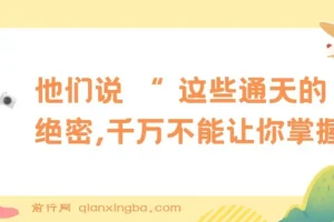 《他们说 “ 这些通天的绝密，千万不能让你掌握！”——献给18 – 35岁普通寒门年轻人的破局指南》
