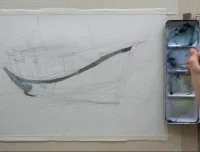 18节水彩风景教程：丛林、猫咪、沙滩、列车等场景绘制