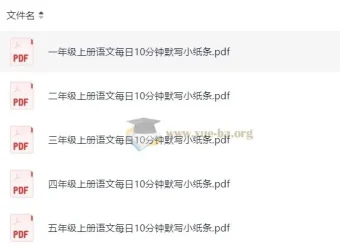 小学语文1 – 5年级上册：每日10分钟默写小纸条