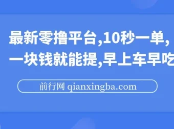 最新零撸平台：10秒一单，一元可提现，早参与早受益