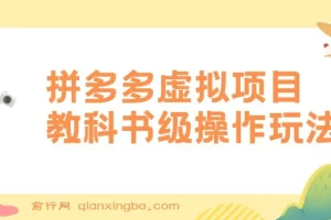 拼多多店铺虚拟项目：教科书式操作玩法，助你轻松月入1000+