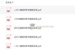 小学1 – 6年级暑假培养学霸规划表