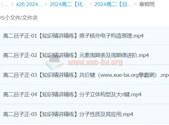 吕子正高二化学寒假班课程