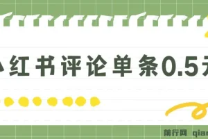小红书评论留言赚钱副业：单条0.5元，日入300+无上限