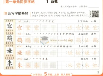 2025年秋季1 – 6年级语文上册 王朝霞活页同步字帖