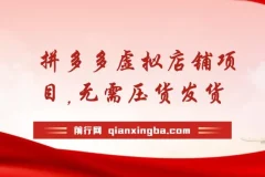 拼多多虚拟店铺项目：0基础小白半月日入200+，免压货发货