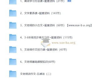 文老师语文课程合集：涵盖学习方法、基础知识、小古文、文学素养、阅读与作文等内容