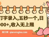 手机打字录入赚钱项目：五秒一个，收益无上限
