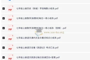 2025版初中7 – 9年级上下册各科早背晚默小纸条