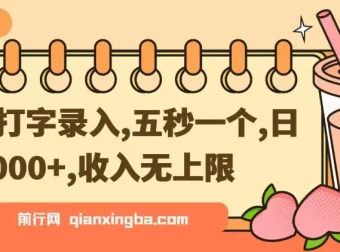 手机打字录入赚钱项目：五秒一个，收益无上限