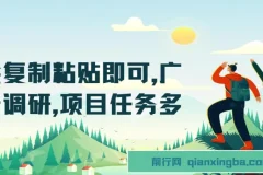 会复制粘贴即可参与广告调研项目，任务多收益可观