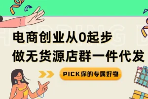 电商创业：从0起步做无货源店群一件代发