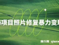 蓝海照片修复项目：无门槛小白轻松日入500+