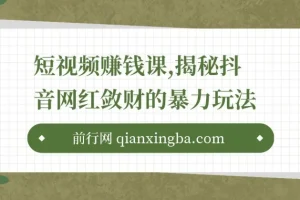 短视频赚钱课：揭秘抖音网红敛财玩法，开启财富之路