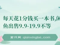 每天花1分钱买书，多账号操作在闲鱼售卖盈利，新手小白均可上手