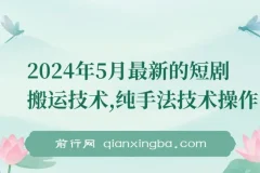2024年5月最新短剧搬运技术：纯手法操作