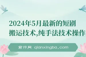 2024年5月最新短剧搬运技术：纯手法操作