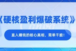 《硬核盈利爆破系统》：直入赚钱核心真相