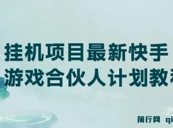 最新快手游戏合伙人计划挂机项目教程