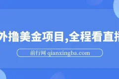 海外撸美金项目，全程看直播，小白轻松上手，日入一两张，可多账号操作