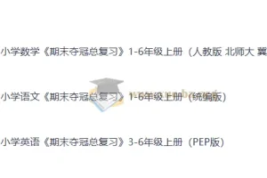 小学1 – 6年级上册全科《期末夺冠总复习》