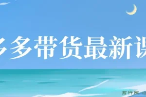 【蓝海项目】多多视频带货课程，小白也能月入数万