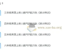 3 – 6年级小学英语上册人教PEP版拔尖特训