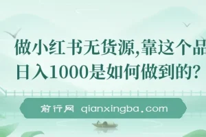 做小红书无货源，靠此品日入1000保姆级教学课程