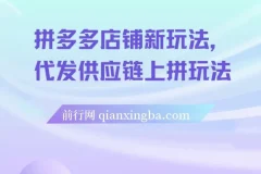 拼多多店铺代发供应链上拼玩法课程