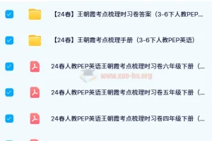 王朝霞考点梳理时习卷（2024年春季 3 – 6年级下册人教PEP小学英语）