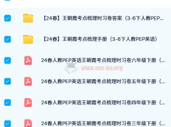 王朝霞考点梳理时习卷（2024年春季 3 – 6年级下册人教PEP小学英语）