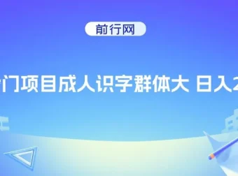抖音快手成人识字冷门项目：日入2000+
