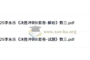 2025年考研数学李永乐《决胜冲刺6套卷》（数学一/二/三）