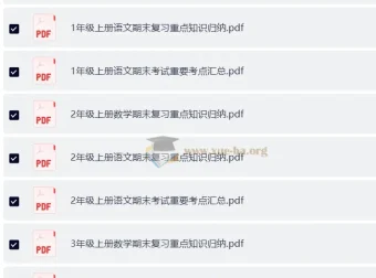 1 – 6年级小学语文、数学、英语重点知识归纳与考试要点汇总