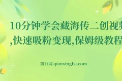 10分钟学会《藏海传》二创视频，快速吸粉变现保姆级教程