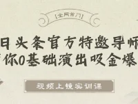 视频上镜实训课：今日头条官方特邀导师带你0基础打造吸金爆款