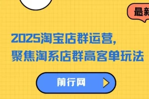 2023 – 2025淘宝店群运营：聚焦淘系店群高客单玩法，掌握全周期运营打法