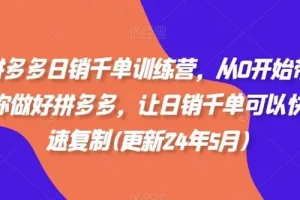 拼多多日销千单训练营：零基础快速复制日销千单店铺