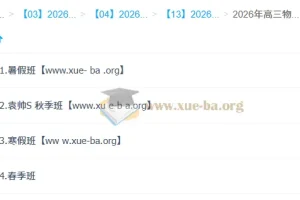 袁帅2026高三高考物理冲顶班全年课程